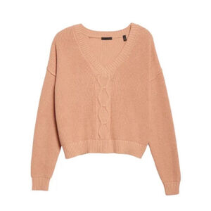 ATM Anthony Thomas Melillo Cotton Cashmere V Neck Sweater Pullover Dusty Rose SM